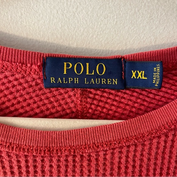 Vintage 90s Ralph Lauren Polo Long Sleeve Thermal Tee Shirt XXL Red Long Sleeve - Picture 2 of 5